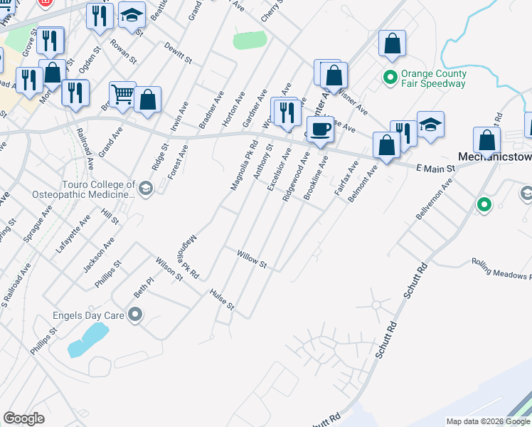 map of restaurants, bars, coffee shops, grocery stores, and more near 85 Excelsior Avenue in Middletown
