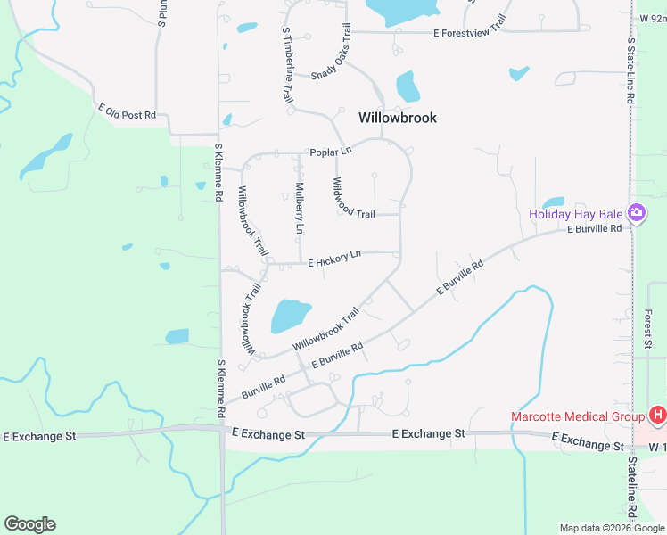 map of restaurants, bars, coffee shops, grocery stores, and more near 24745 South Hickory Court in Crete