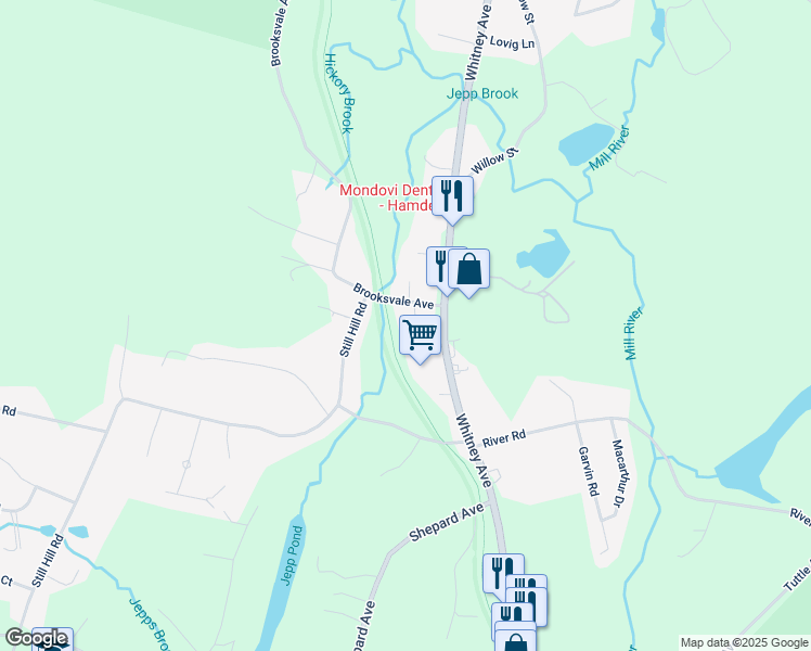 map of restaurants, bars, coffee shops, grocery stores, and more near 15 Conifer Drive in Hamden