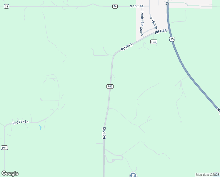 map of restaurants, bars, coffee shops, grocery stores, and more near County Road P43 in Fort Calhoun