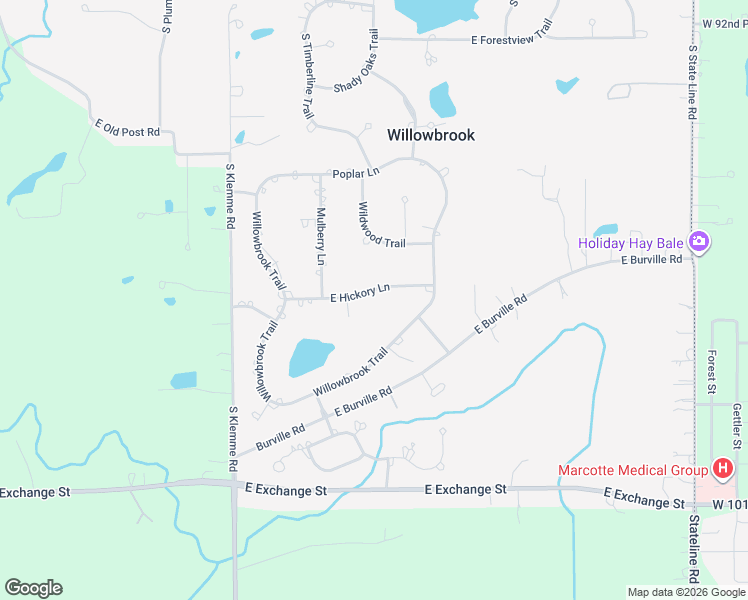 map of restaurants, bars, coffee shops, grocery stores, and more near 24745 South Hickory Court in Crete
