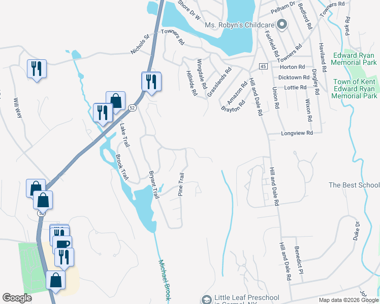 map of restaurants, bars, coffee shops, grocery stores, and more near 8 Pine Trail in Carmel Hamlet