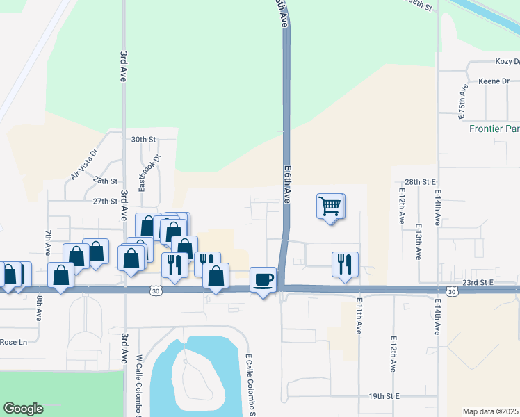 map of restaurants, bars, coffee shops, grocery stores, and more near 2498 East 6th Avenue in Columbus