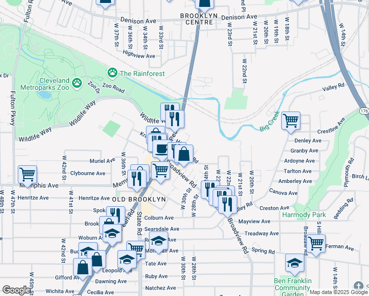 map of restaurants, bars, coffee shops, grocery stores, and more near 3307 Henninger Road in Cleveland