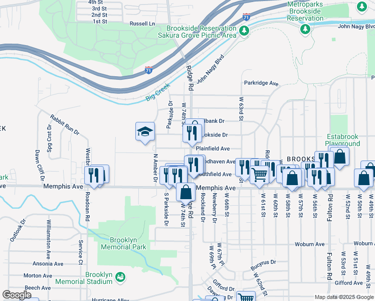 map of restaurants, bars, coffee shops, grocery stores, and more near 4186 Ridge Road in Brooklyn