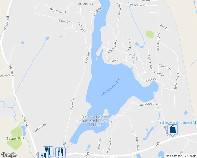 map of restaurants, bars, coffee shops, grocery stores, and more near 86 Lake Road in Beaverdam Lake-Salisbury Mills