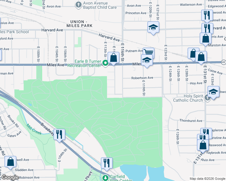 map of restaurants, bars, coffee shops, grocery stores, and more near 11324 Cotes Avenue in Cleveland