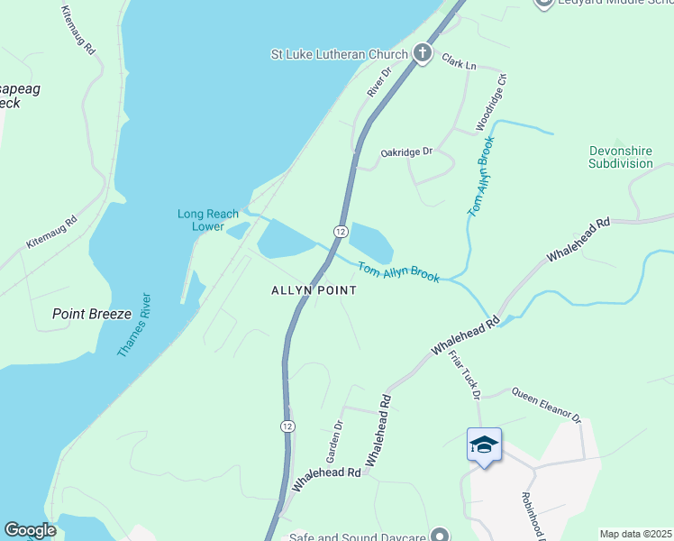 map of restaurants, bars, coffee shops, grocery stores, and more near 1742 Connecticut 12 in Ledyard