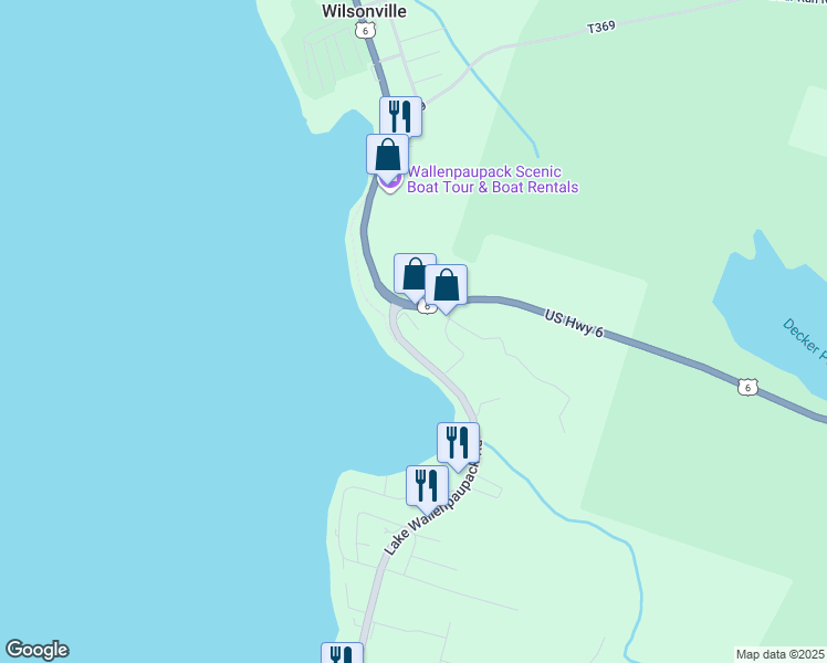 map of restaurants, bars, coffee shops, grocery stores, and more near 134 Pennsylvania 507 in Hawley