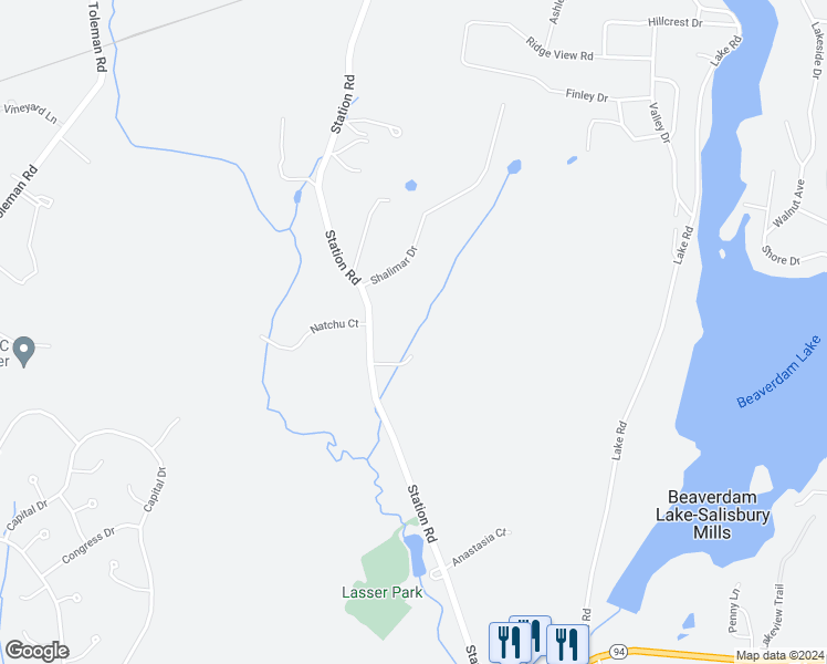 map of restaurants, bars, coffee shops, grocery stores, and more near 3 Lasser Lane in Salisbury Mills