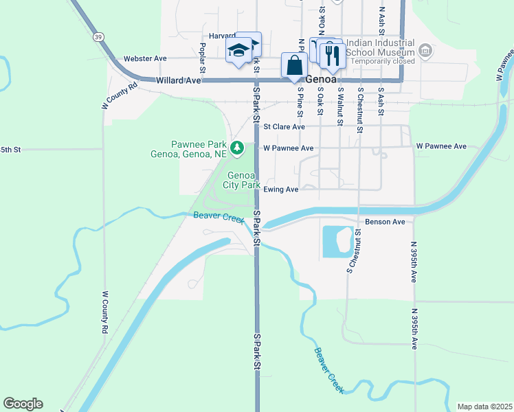 map of restaurants, bars, coffee shops, grocery stores, and more near Nebraska 22 in Genoa