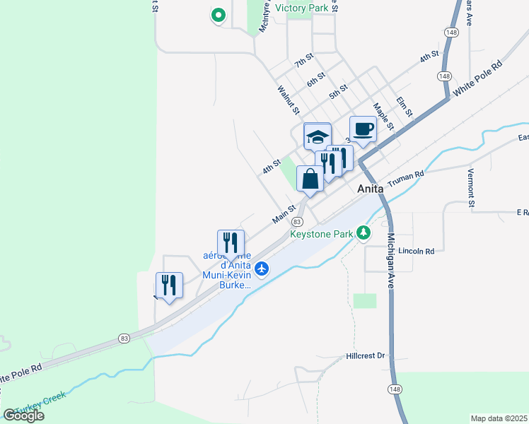 map of restaurants, bars, coffee shops, grocery stores, and more near 209 Rose Hill Avenue in Anita