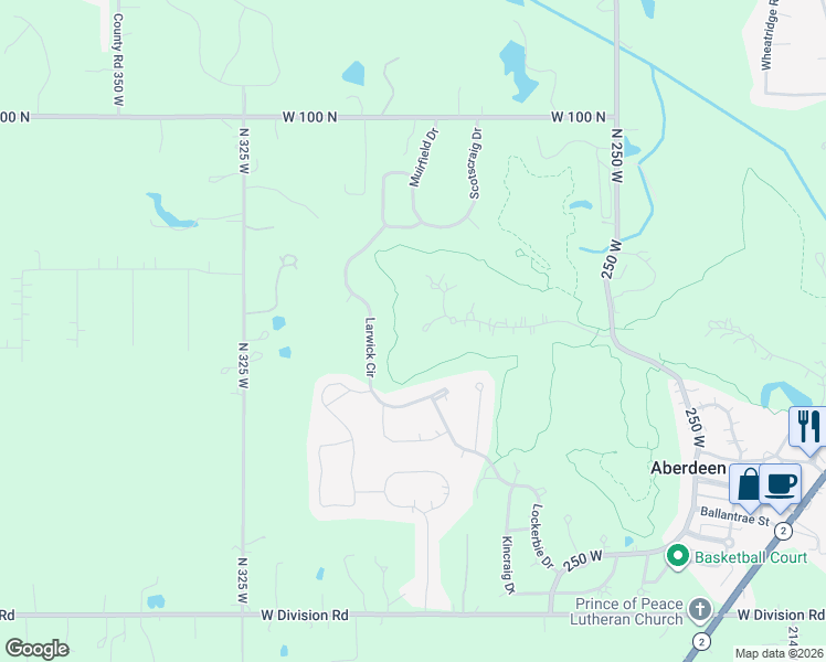 map of restaurants, bars, coffee shops, grocery stores, and more near 285 Turnberry Court in Valparaiso