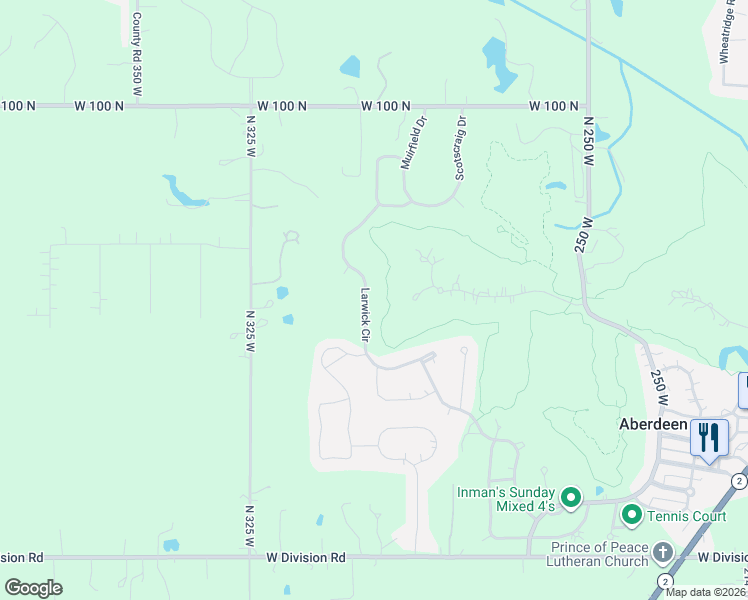 map of restaurants, bars, coffee shops, grocery stores, and more near 63 Larwick Circle in Valparaiso