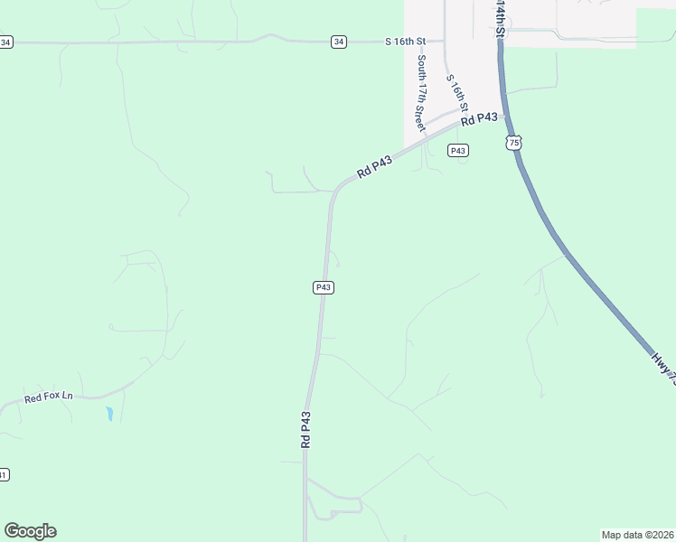 map of restaurants, bars, coffee shops, grocery stores, and more near County Road P43 in Fort Calhoun