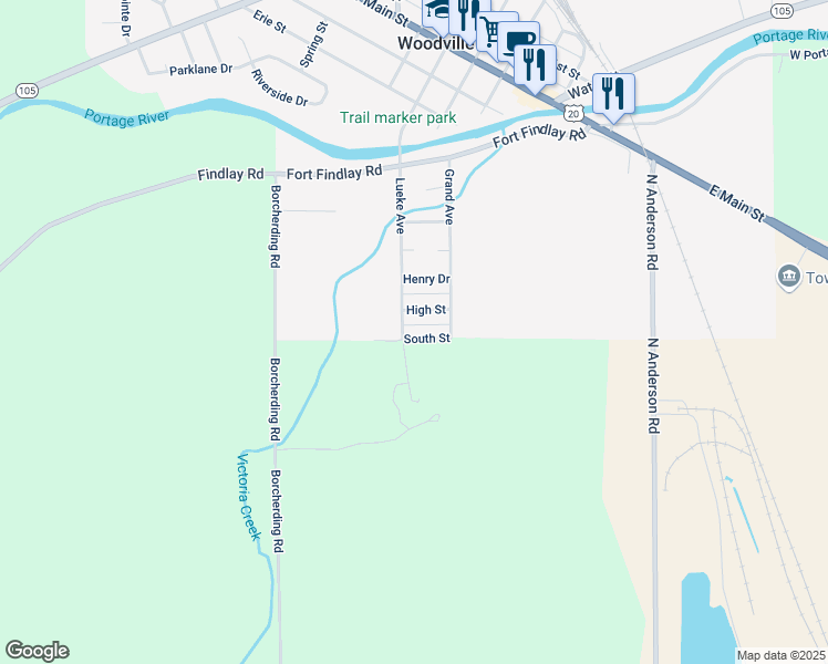 map of restaurants, bars, coffee shops, grocery stores, and more near 713 Lueke Avenue in Woodville
