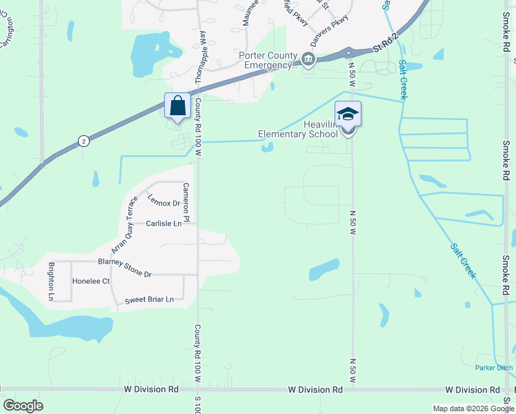 map of restaurants, bars, coffee shops, grocery stores, and more near Lambrusco Drive in Valparaiso