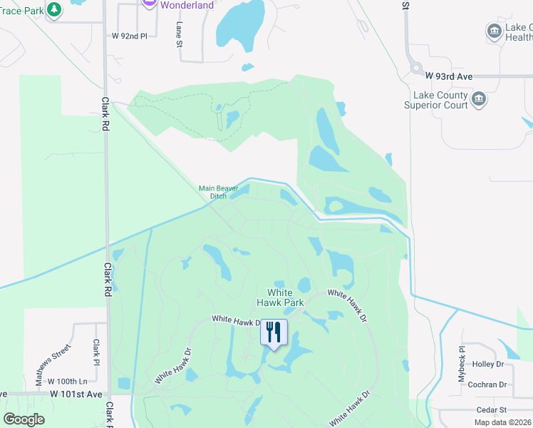 map of restaurants, bars, coffee shops, grocery stores, and more near 1013 Freedom Circle North in Crown Point