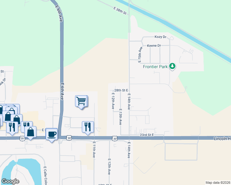 map of restaurants, bars, coffee shops, grocery stores, and more near 1300-1314 28th Street East in Columbus