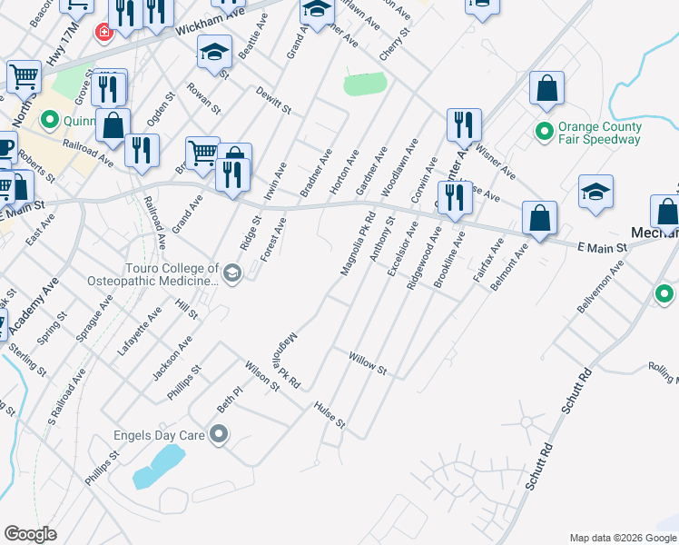 map of restaurants, bars, coffee shops, grocery stores, and more near 20 Magnolia Park Road in Middletown