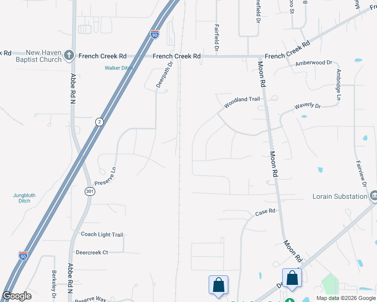 map of restaurants, bars, coffee shops, grocery stores, and more near 3138 Woodland Trail in Avon