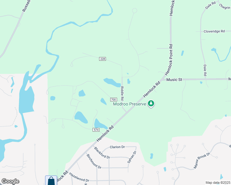 map of restaurants, bars, coffee shops, grocery stores, and more near 7710 Water Fall Trail in Chagrin Falls