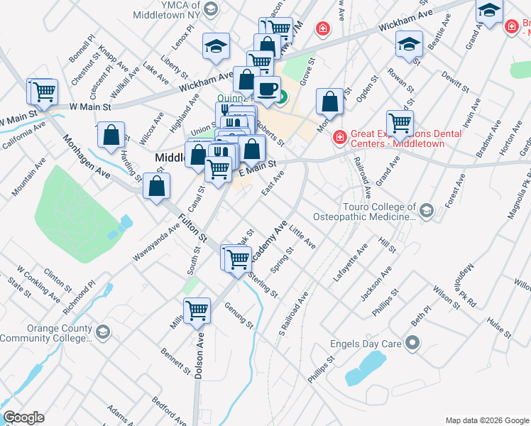 map of restaurants, bars, coffee shops, grocery stores, and more near 8 Little Ave in Middletown