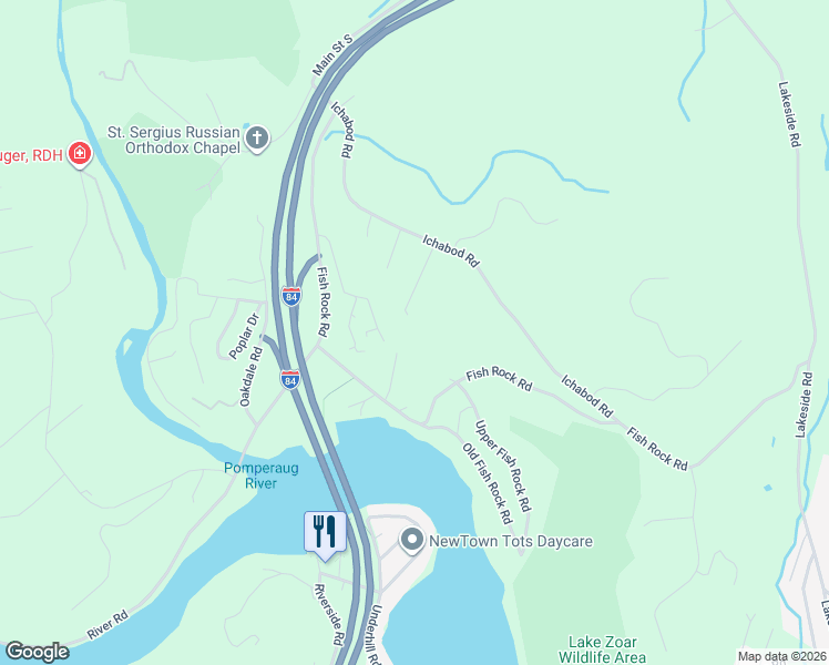 map of restaurants, bars, coffee shops, grocery stores, and more near 461 Fish Rock Road in Southbury