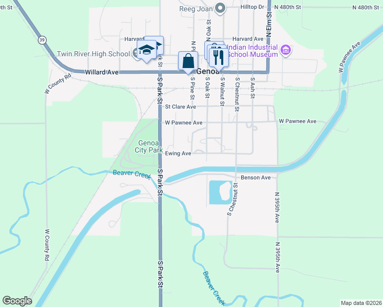 map of restaurants, bars, coffee shops, grocery stores, and more near 400 Looking Glass Lane in Genoa
