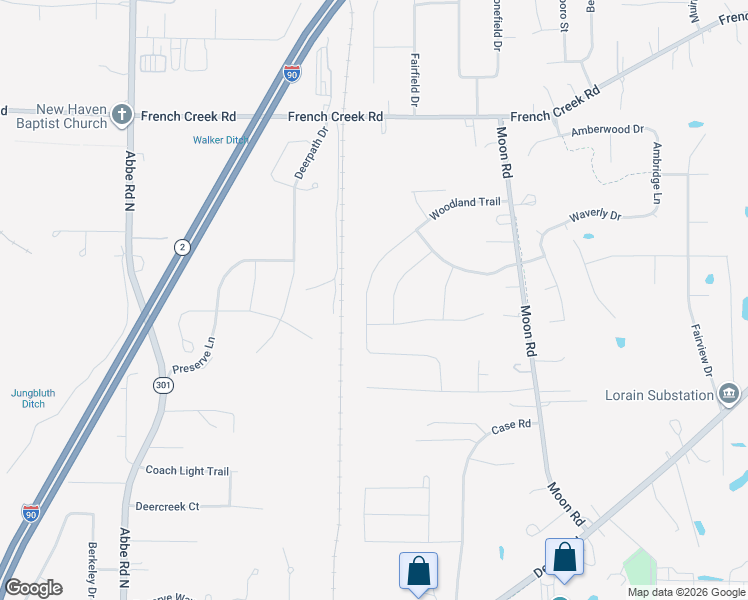 map of restaurants, bars, coffee shops, grocery stores, and more near 3138 Woodland Trail in Avon