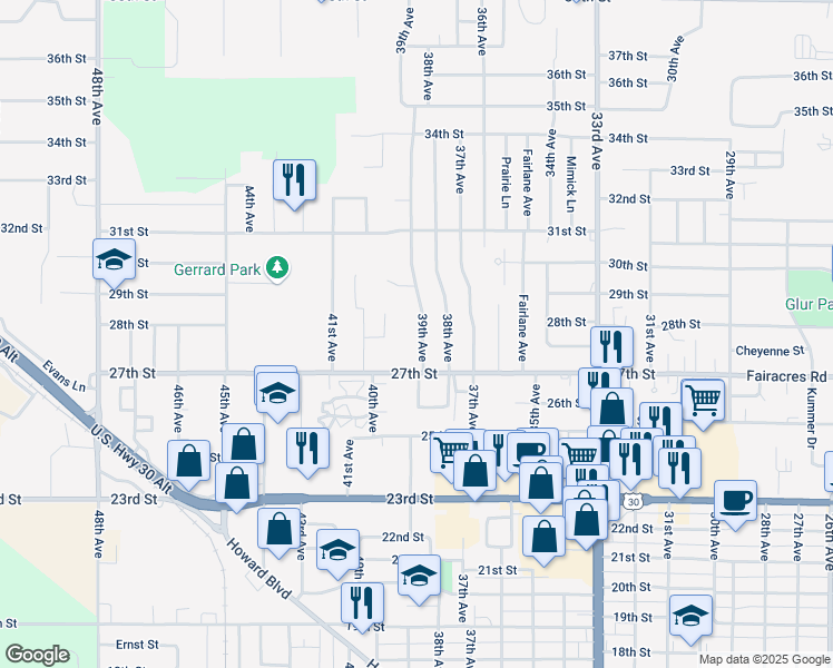 map of restaurants, bars, coffee shops, grocery stores, and more near 2780 39th Avenue in Columbus