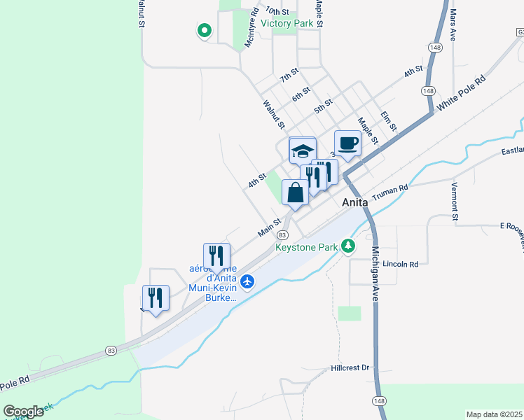map of restaurants, bars, coffee shops, grocery stores, and more near 209 Rose Hill Avenue in Anita