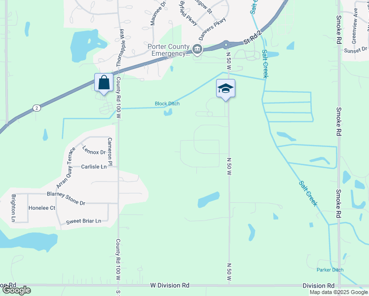 map of restaurants, bars, coffee shops, grocery stores, and more near 2653 Bonita Drive in Valparaiso