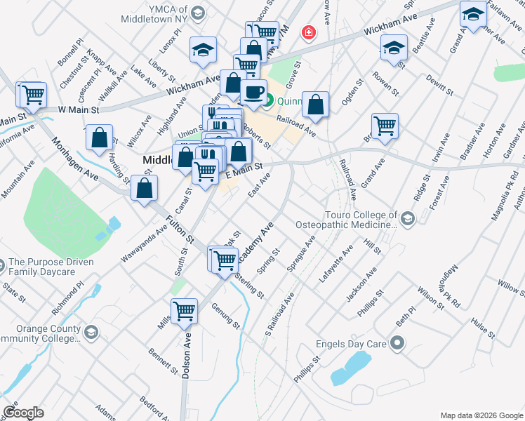 map of restaurants, bars, coffee shops, grocery stores, and more near 8 Little Avenue in Middletown