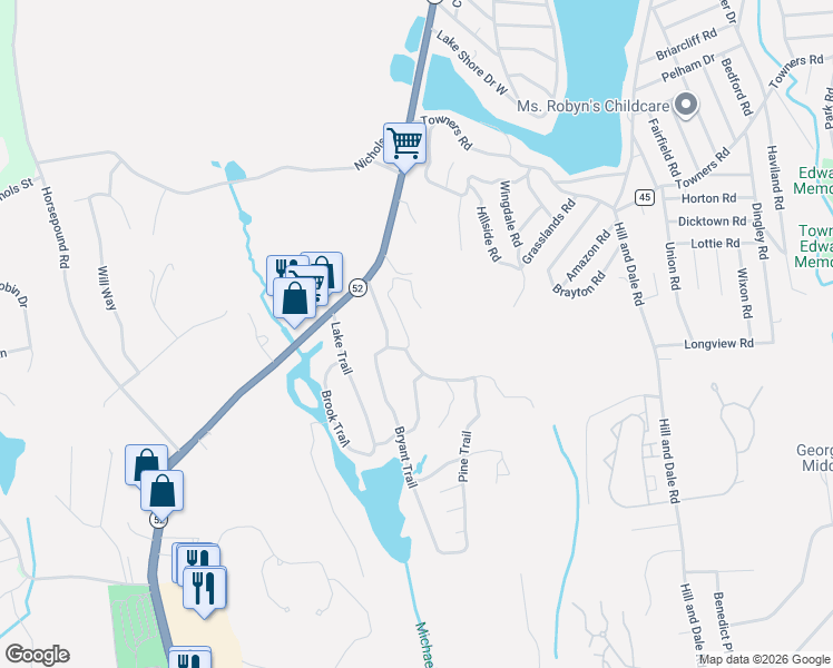 map of restaurants, bars, coffee shops, grocery stores, and more near 32 Palmer Trail in Carmel Hamlet