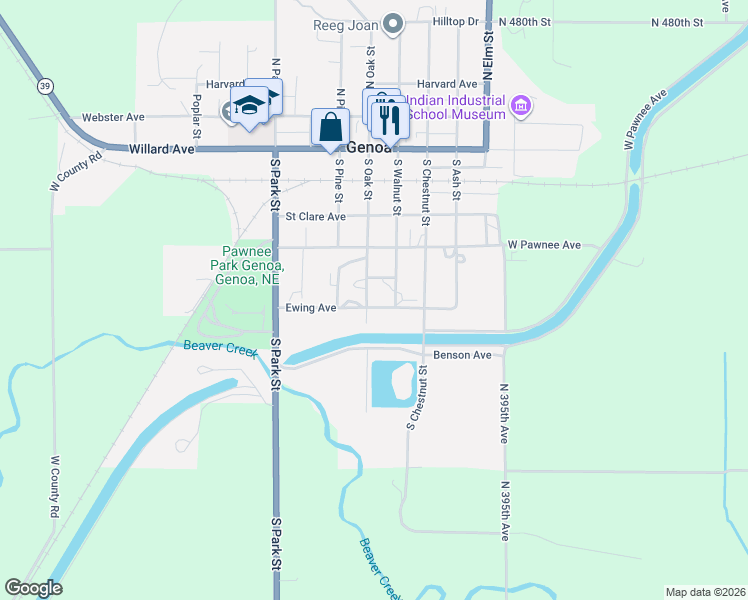 map of restaurants, bars, coffee shops, grocery stores, and more near 514-584 Ewing Avenue in Genoa