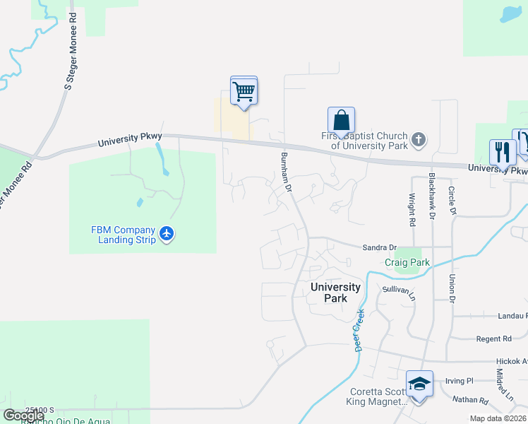 map of restaurants, bars, coffee shops, grocery stores, and more near 762 Mendocino Court in Park Forest