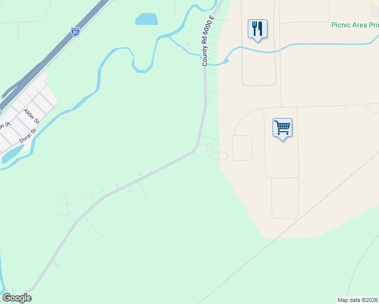 map of restaurants, bars, coffee shops, grocery stores, and more near 10735 County Road 5000 East in Morris
