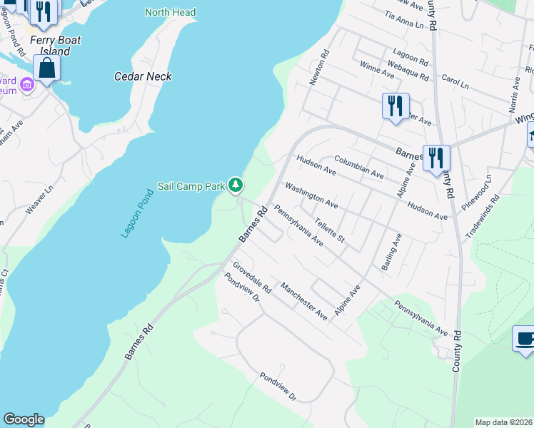 map of restaurants, bars, coffee shops, grocery stores, and more near 7 Isaac Avenue in Oak Bluffs