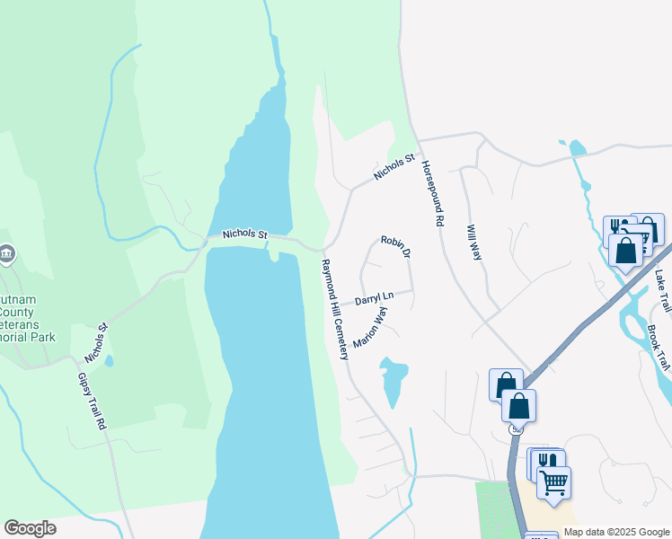 map of restaurants, bars, coffee shops, grocery stores, and more near 170 Dykeman Road in Carmel Hamlet