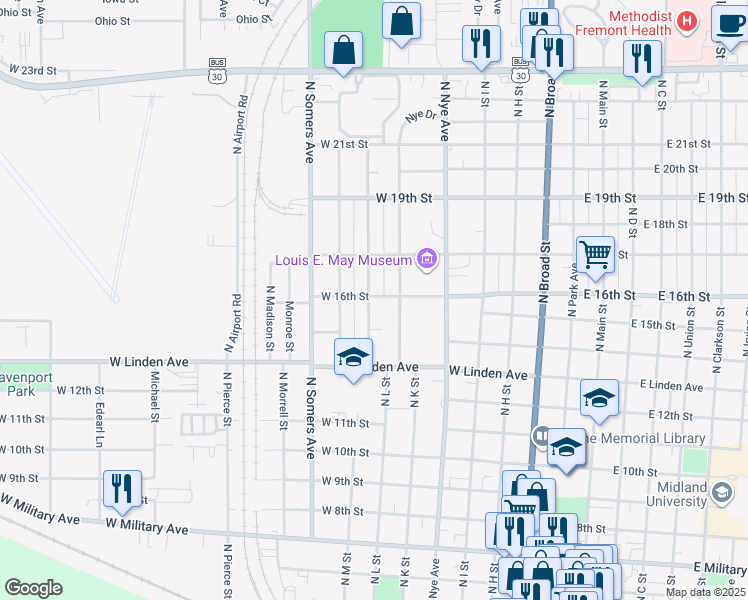 map of restaurants, bars, coffee shops, grocery stores, and more near 1425 North Maxwell Avenue in Fremont