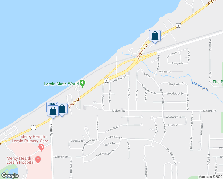 map of restaurants, bars, coffee shops, grocery stores, and more near 2841 Brenner Drive in Lorain