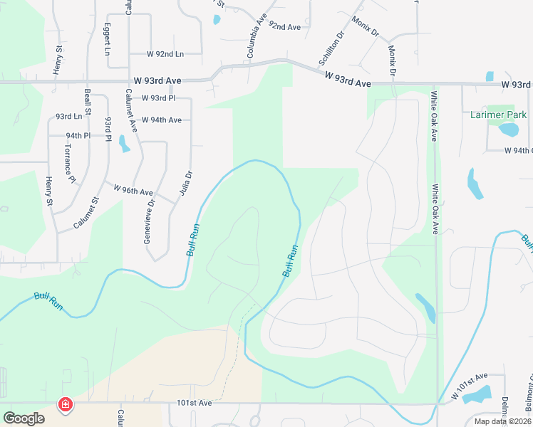 map of restaurants, bars, coffee shops, grocery stores, and more near 13650 West 101st Avenue in Dyer