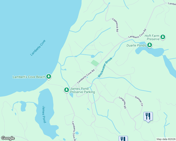 map of restaurants, bars, coffee shops, grocery stores, and more near 225 Lamberts Cove Road in West Tisbury