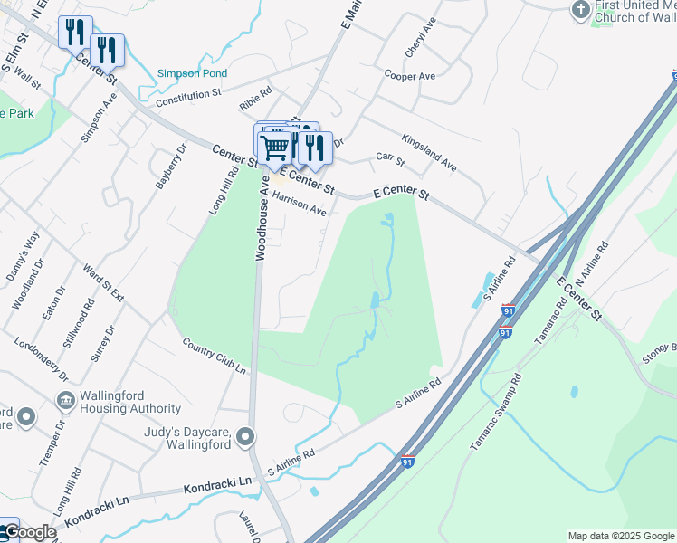 map of restaurants, bars, coffee shops, grocery stores, and more near 40 Florence Avenue in Wallingford
