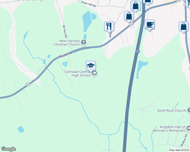 map of restaurants, bars, coffee shops, grocery stores, and more near 10 Dragon Drive in New Windsor