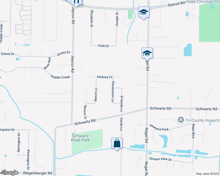 map of restaurants, bars, coffee shops, grocery stores, and more near 3286 Persimmon Lane in Avon