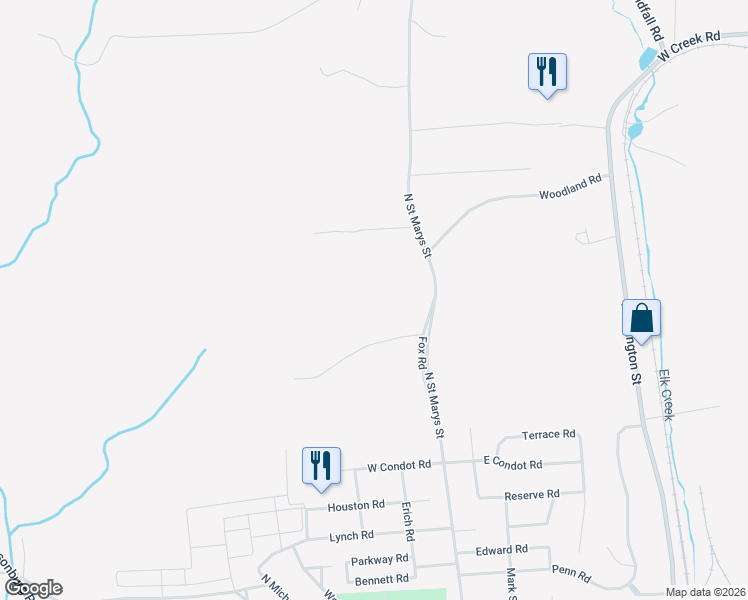 map of restaurants, bars, coffee shops, grocery stores, and more near 655 North Saint Marys Street in Saint Marys