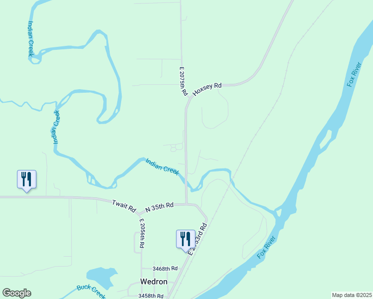 map of restaurants, bars, coffee shops, grocery stores, and more near 3530 East 2089th Road in Ottawa
