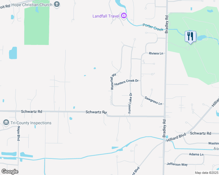 map of restaurants, bars, coffee shops, grocery stores, and more near 3016 Water Fall Way in Westlake